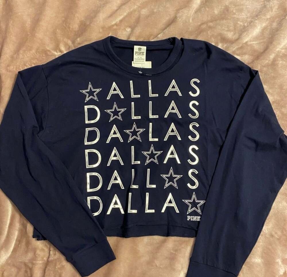 Victoria's Secret PINK Dallas Cowboys Bling Cut Size M Long Sleeve Crop